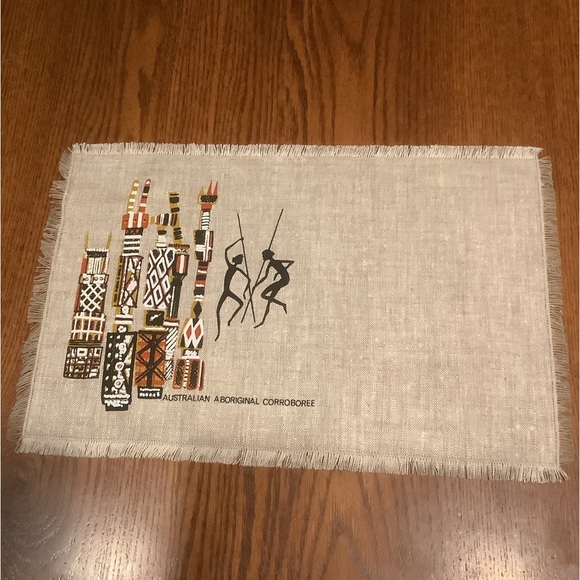 Seven Australian Aboriginal Corroboree Natural Material Placemats - Picture 3 of 11